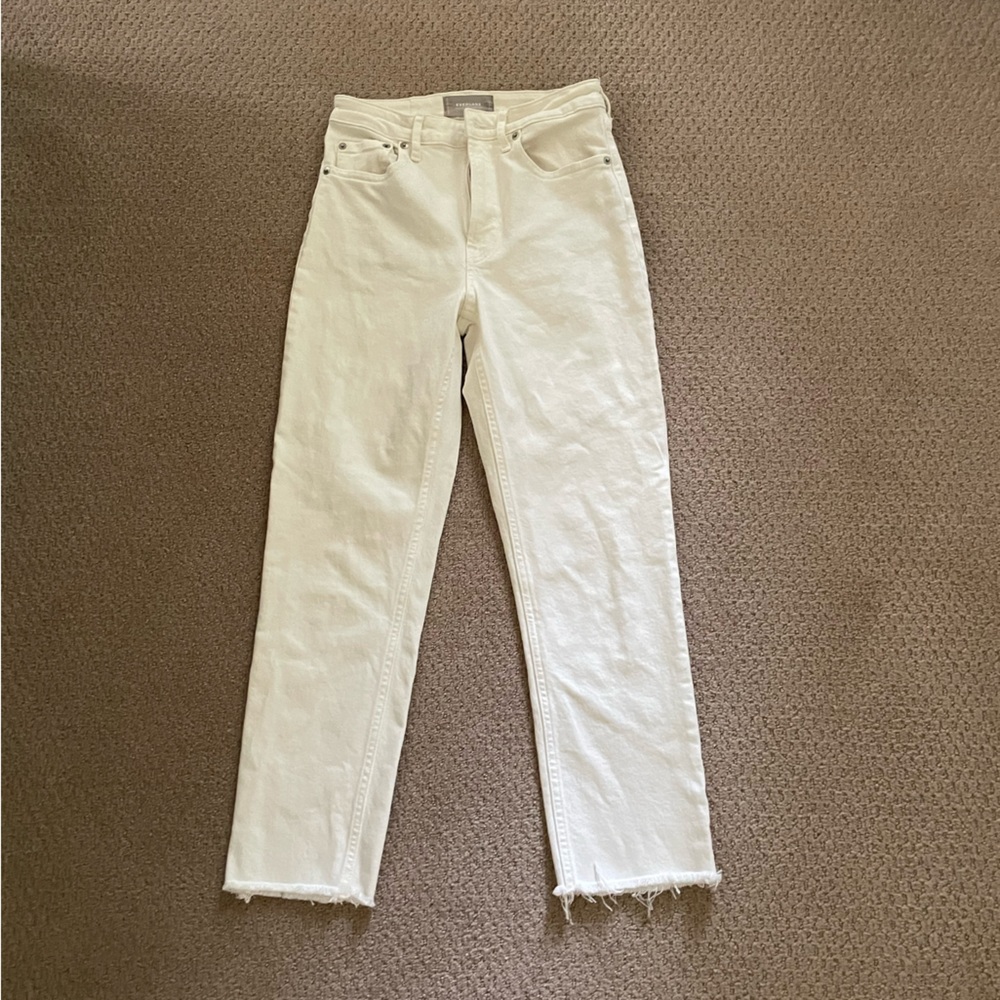 Everlane minimal The High Rise straight jeans off white 25 Ankle
